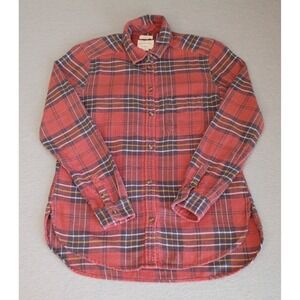 American Eagle Amazingly Soft Boyfriend Fit Flannel Shirt XS Orange Brown Plaid